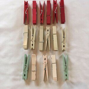 Decorator Wooden Clothes Pins Set 17 Laundry Room Decor Red Aqua Pink Crafts